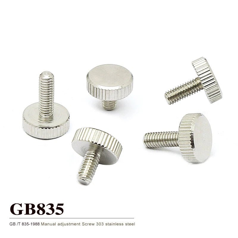 303 Stainless Steel Knurled Thumb Screws M3 — Thin Head, Multiple Lengths - HomeDIYer