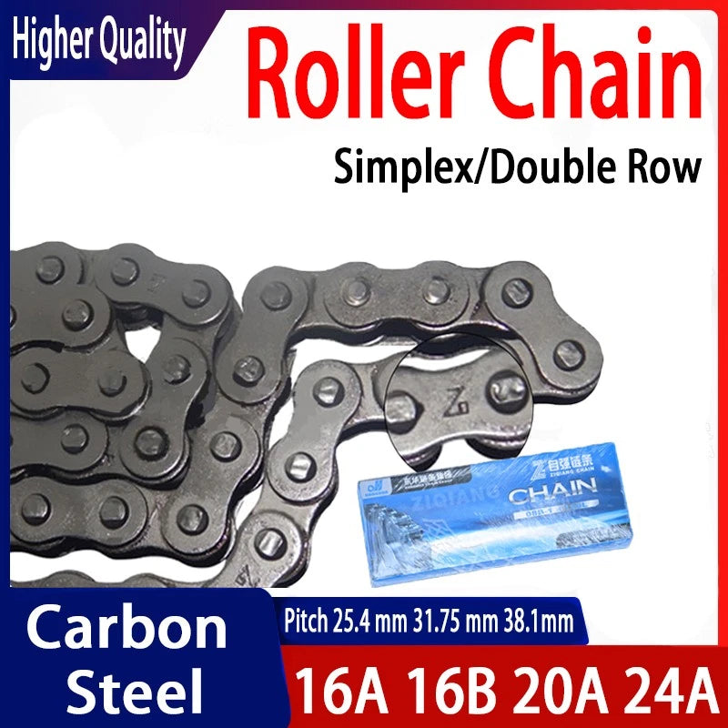 Roller Chain 16A 16B 20A 24A Drive Conveyor Chain & Full-Half Buckle 1.5 Meter