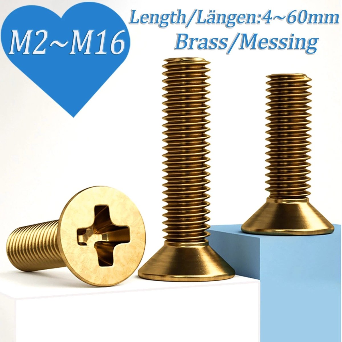Brass Pozi Countersunk Machine Screws DIN 965 M2 - M8 Flat Head - HomeDIYer