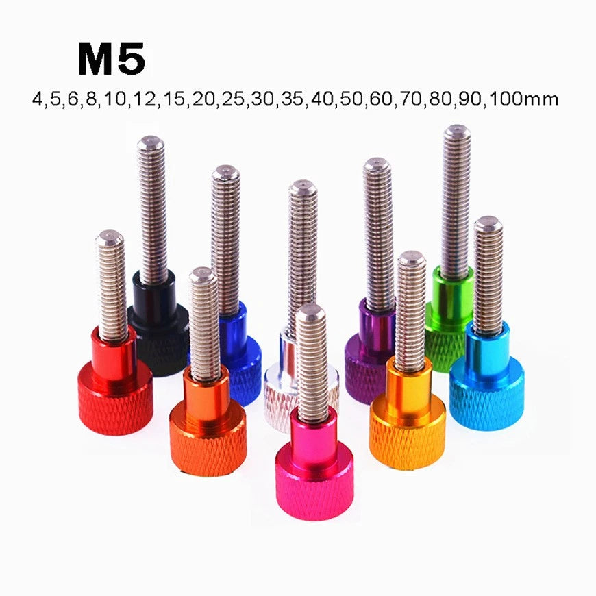 M5*5-100mm High Knurled Thumb Screws, Aluminium Nut + Stainless Steel Thread Rod