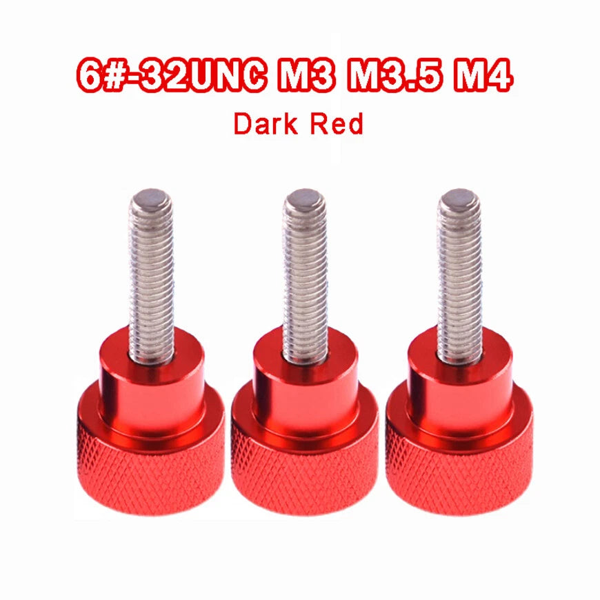 Aluminum +Stainless Steel Knurled Thumb Screws 6#-32 M3 M3.5 M4 Bolts Dark Red