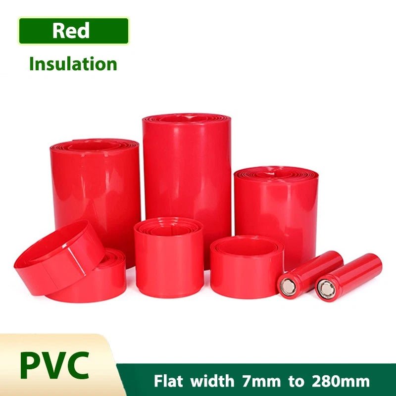 PVC Heat Shrink Tubing Red — 7mm to 280mm Flat Width, Battery & Wire Insulation Sleeve - HomeDIYer