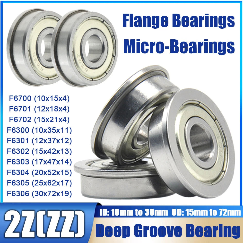 F6300 to F6702 2Z (ZZ) Bearing Steel Micro Double Shielded Flange Ball Bearings