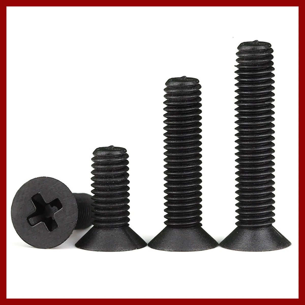 Black Plastic Phillips Flat Head Machine Screws — M2.5 to M8, Multiple Lengths - HomeDIYer