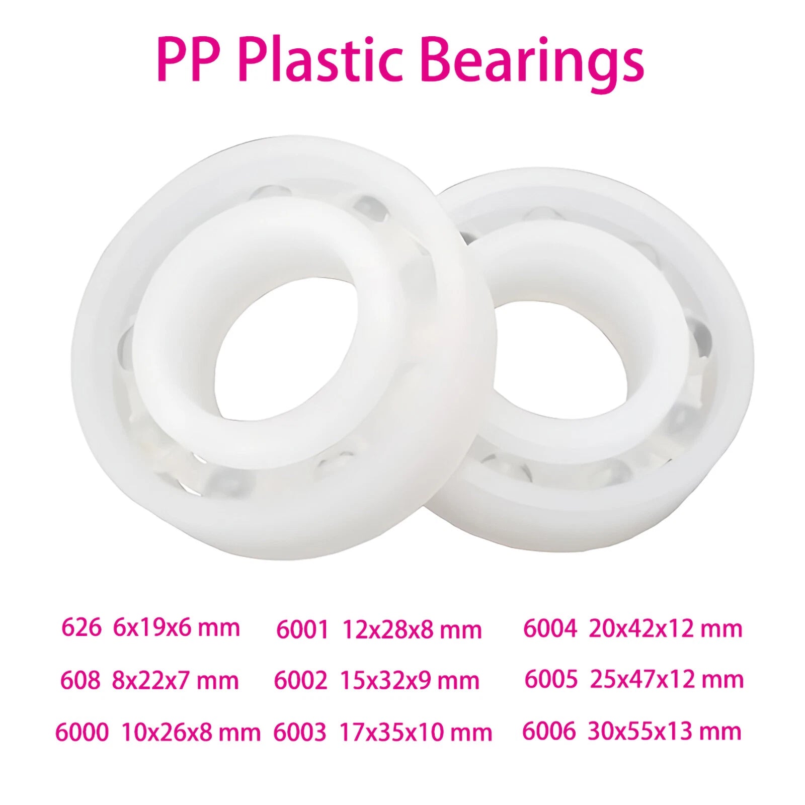 PP Nylon Plastic Precision Ball Bearing Glass Ball Bearings 608 626 6000 - 6006