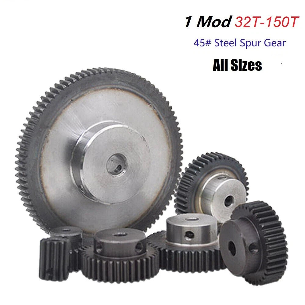 1 Mod 32T-150T Precision Spur Pinion Gear With Step 45# Steel Motor Gear x 1Pcs