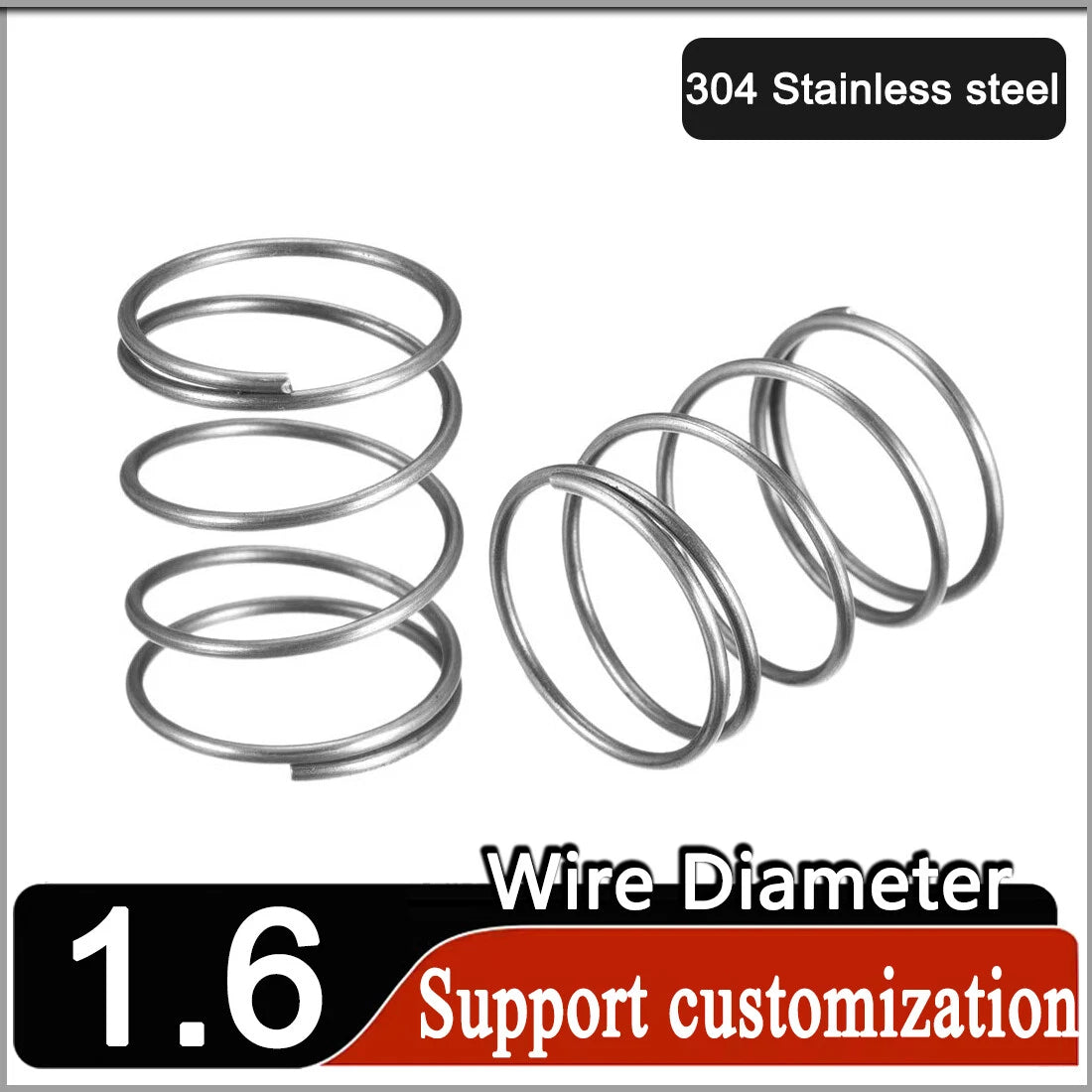Stainless Compression Spring 1.6mm Wire Diameter Coil Springs-All Lengths & OD