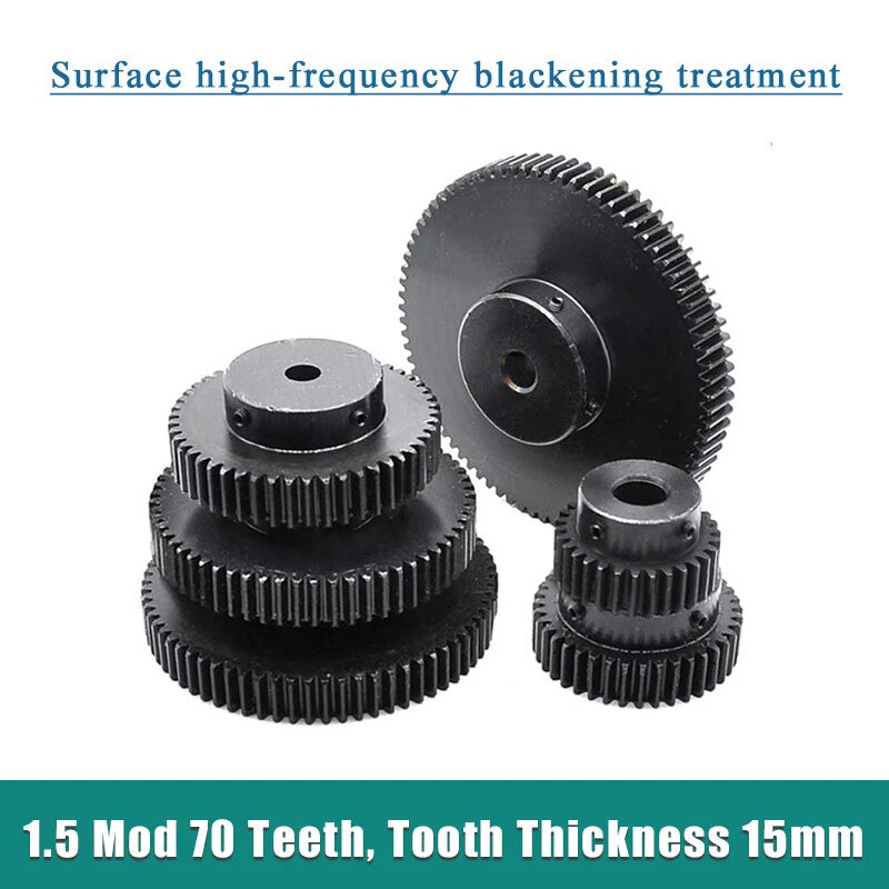1.5 Mod 70 Teeth Spur Gears Transmission Gear With Step 45# Steel Blackening