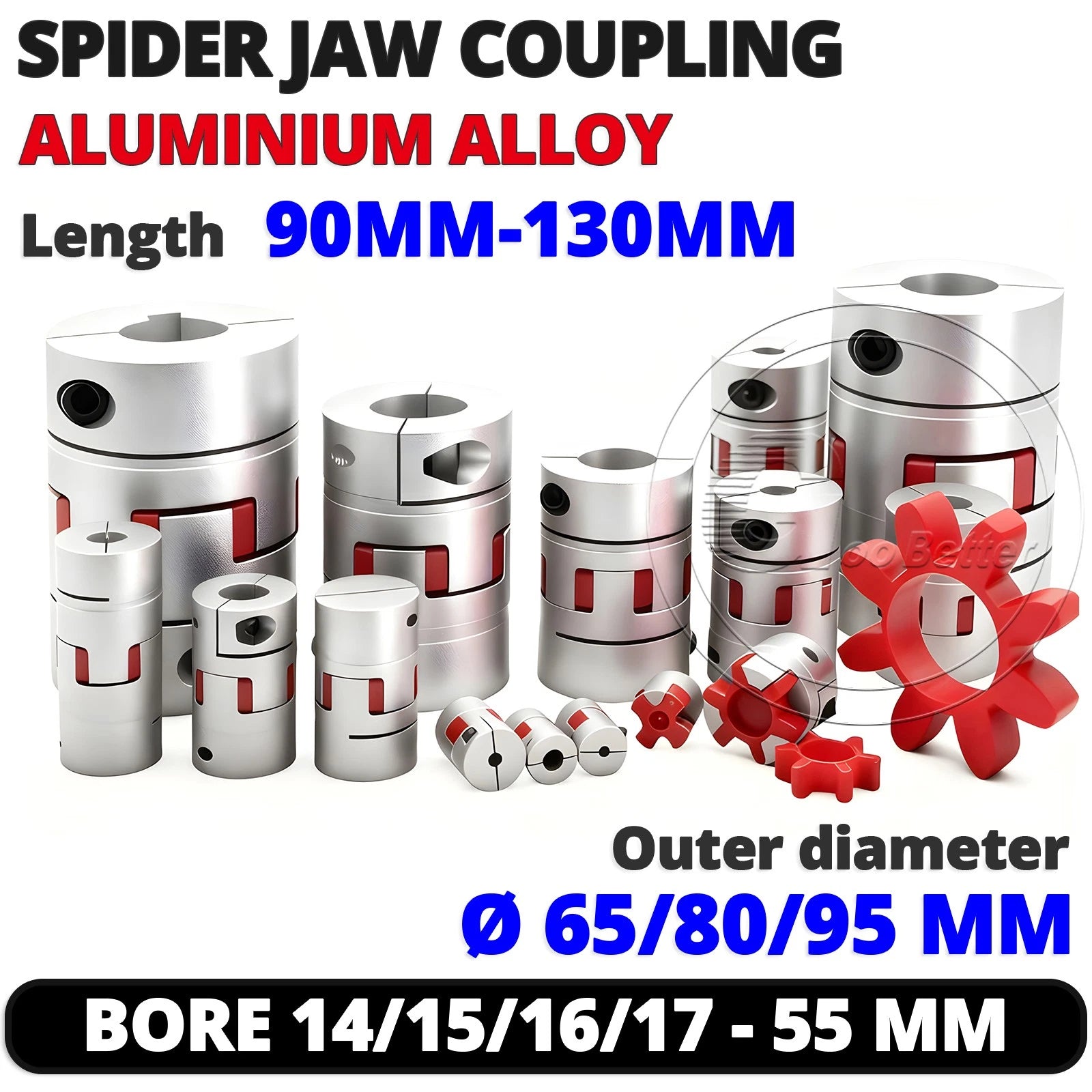 CNC Shaft Coupler Flexible Plum Spider Jaw Coupling Stepper Motor Ø 65 80 95 mm