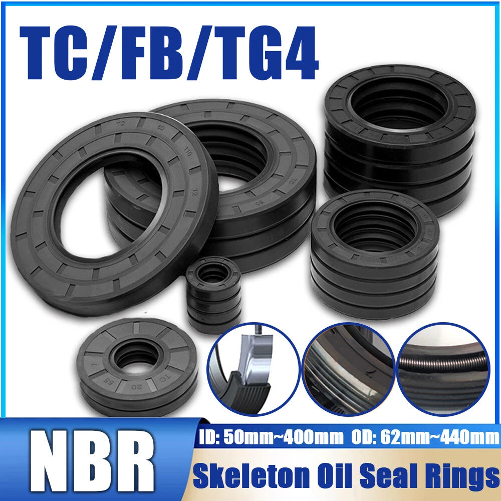 TC NBR Skeleton Oil Seal Rings Double Lip Sealing ID 50~400mm for Rotation Shaft