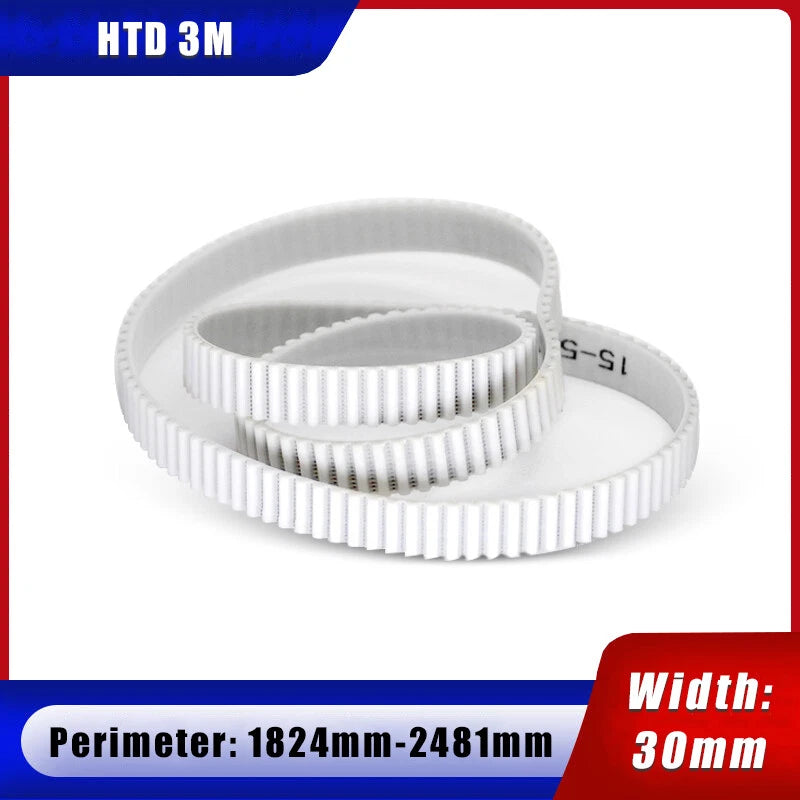 HTD3M Timing Belt — Polyurethane Steel Wire, 30mm Wide, Perimeter 1824–2481mm