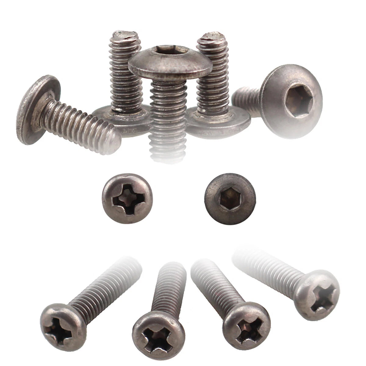M1.6 M2 M3 M4 Button Head Machine Screws – Phillips & Hex Socket Combo Drive, Stainless Steel