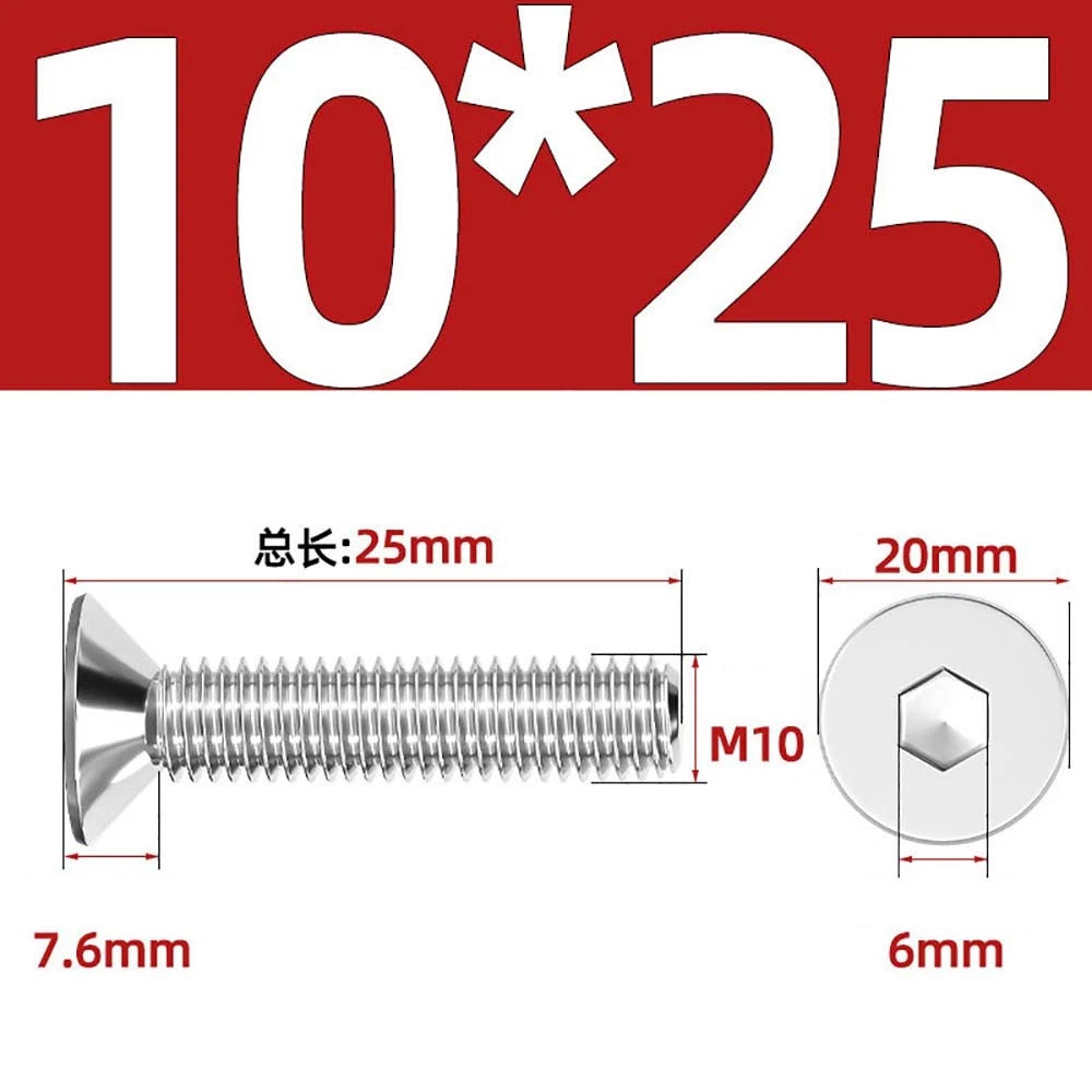 Countersunk Hex Socket Screws – A2 Stainless Steel, M2 to M16, DIN 7991, Fully Threaded