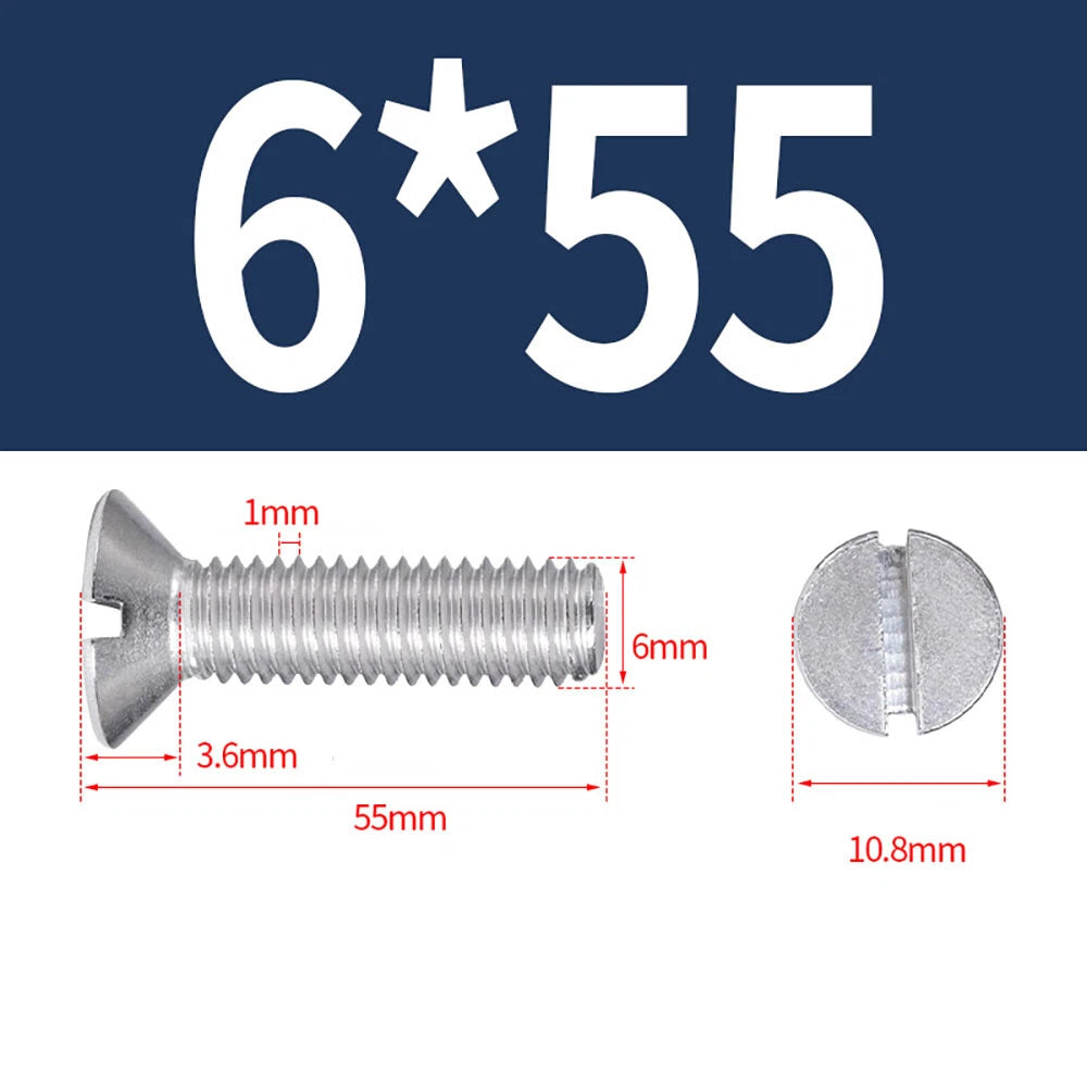 M1.6–M8 A2 Stainless Steel Flat Head Slotted Machine Screws | Countersunk Bolts