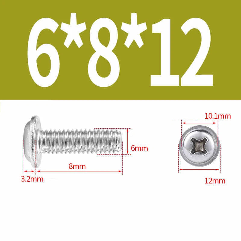 Phillips Flanged Pan Head Machine Screws – 304 / 316 Stainless Steel, Built‑in Washer (3–60mm Lengths)