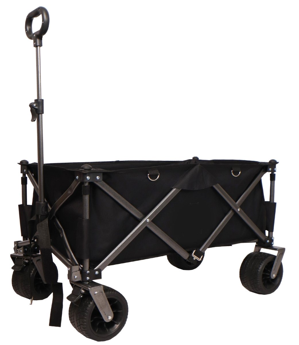 Folding Wagon, Heavy Duty Utility Beach Wagon Cart for Sand with Big Wheels, Adjustable Handle&Drink Holders for Shopping, Camping,Garden and Outdoor - HomeDIYer