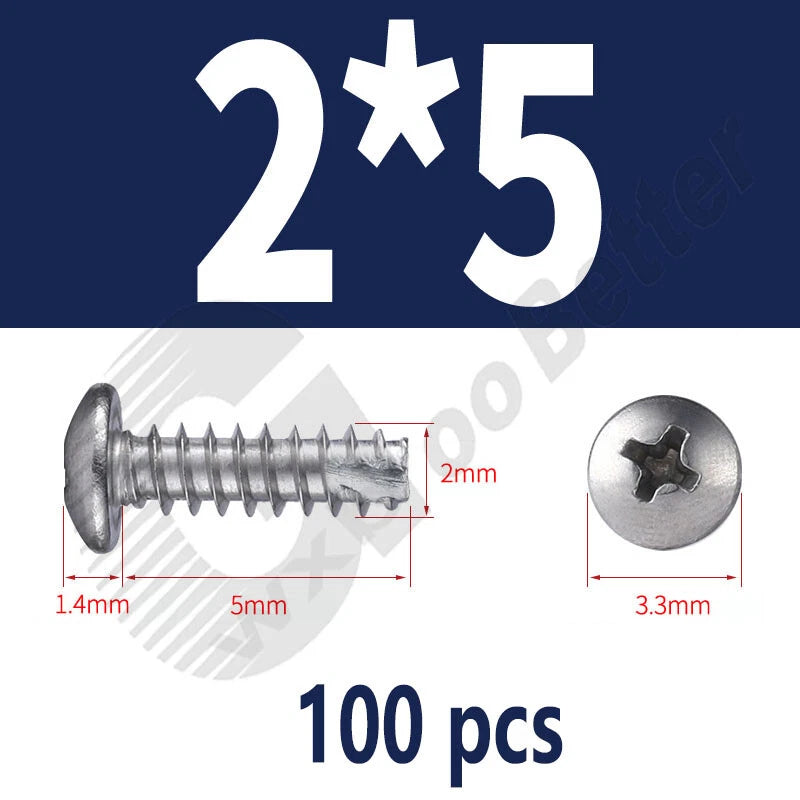 Pan Head Sheet Metal Screws Metric M1~M6 A2 Stainless Steel Sheet Metal Screws