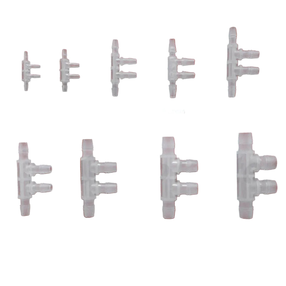 4-Way Plastic Barbed Hose Connector — 2.4mm to 11.1mm Tubing Splitter