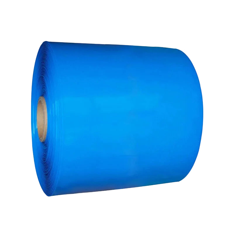 308mm Flat Width PVC Heat Shrink Tube for Battery Pack Wrapping — Blue & Black