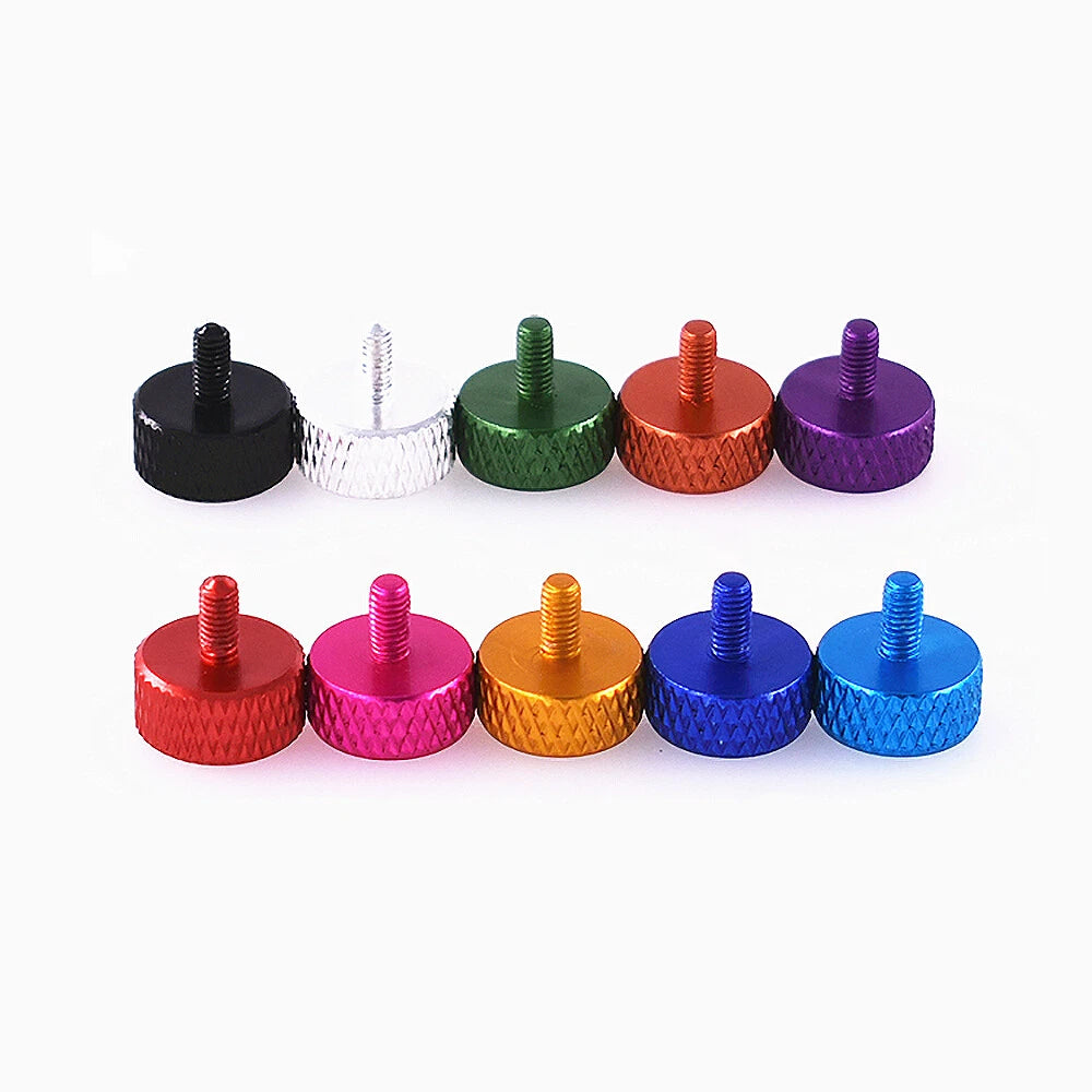 M3 Aluminum Knurled Thumb Screws – Flat Head, Anodized Colors, 6/8/10mm