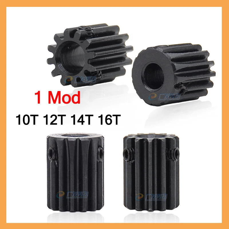 1 Mod Small Gear 10T 12T 14T 16T Spur Gear With Screw 45# Steel 4/5/6/7mm Bore