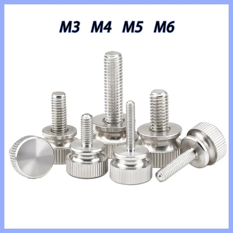 304 Stainless Steel Knurled Thumb Screws Ø M3 M4 M5 M6 Hand Grip Knob Bolts New