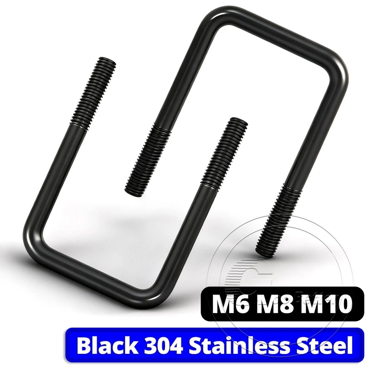 Black Square U - Bolts 304 Stainless Steel Fixing Clamp — M6 M8 M10 - HomeDIYer