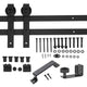 6.6FT Heavy Duty Sturdy Sliding Barn Door Hardware + Adjustable Floor Guide Wall Mount Roller + Pull Handle, J Shape Hangers, Smoothly and Quietly, Easy to Install, Fit 24"-36" Width Door