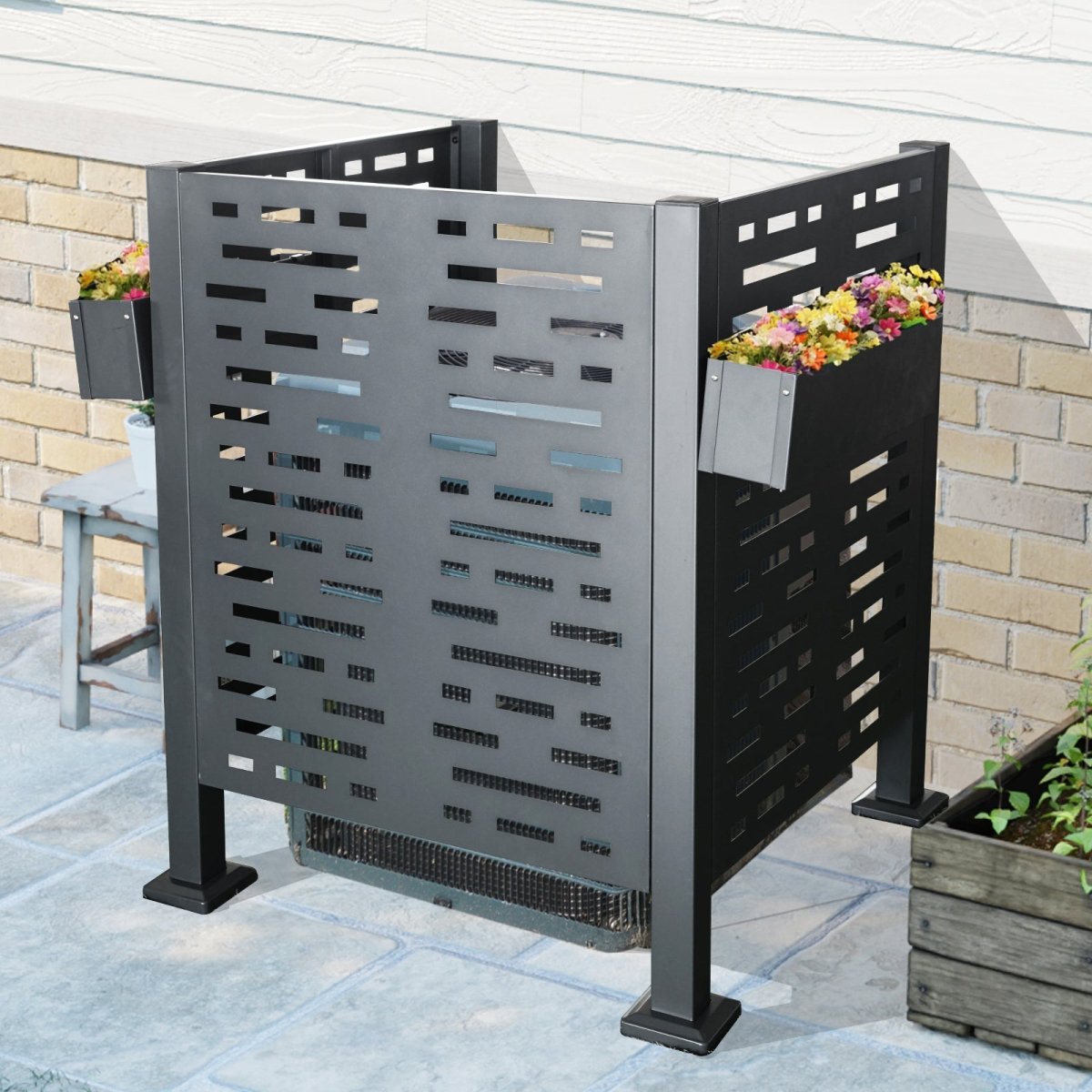 3ftx3ft Air Conditioner Fence for Outdoor Units,Metal Privacy Fence Cover, Perfect to Conceal Air Conditioning Units - HomeDIYer
