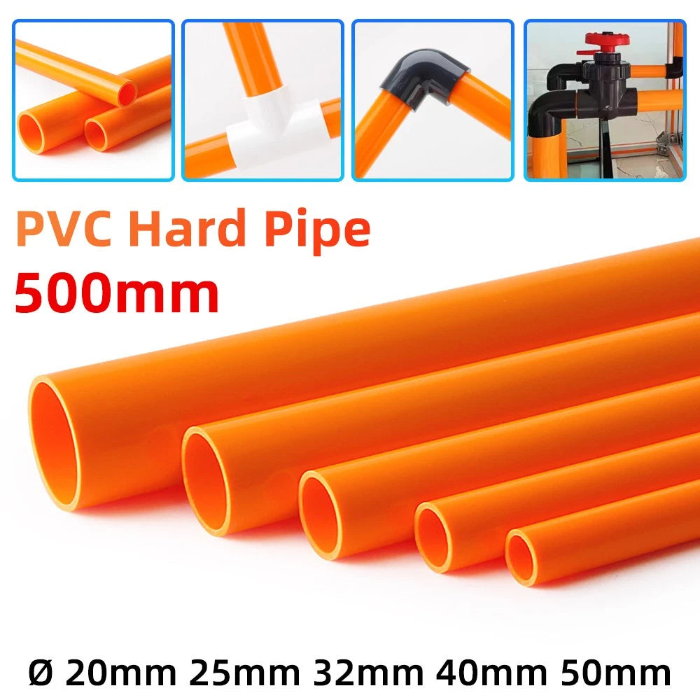 Orange PVC Round Tube | Solvent Weld Pipe | OD 20–50mm | 500mm Length