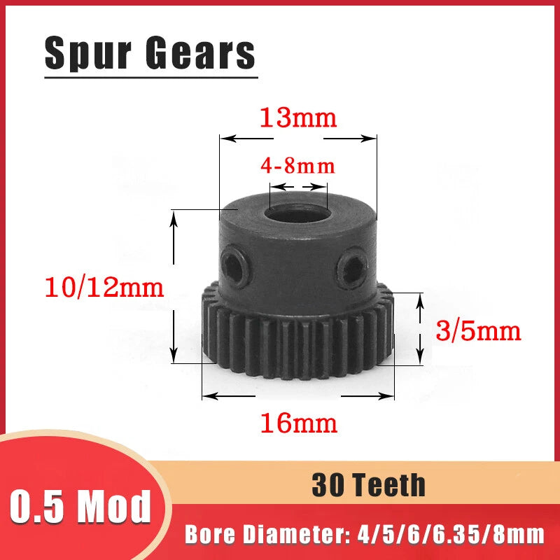 0.5 Mod 30 Teeth Spur Gear Transmission Gear With Step Motor Gears 45# Steel
