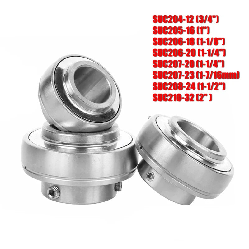 Stainless Steel Bearing Insert Bearings with Grub Screw Imperial ID 3/4" 1" - 2"