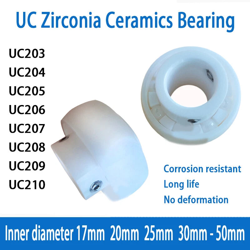 UC Metric Zirconia Ceramics Self Lube Bearing Inserts Bearings UC 203 - UC 210