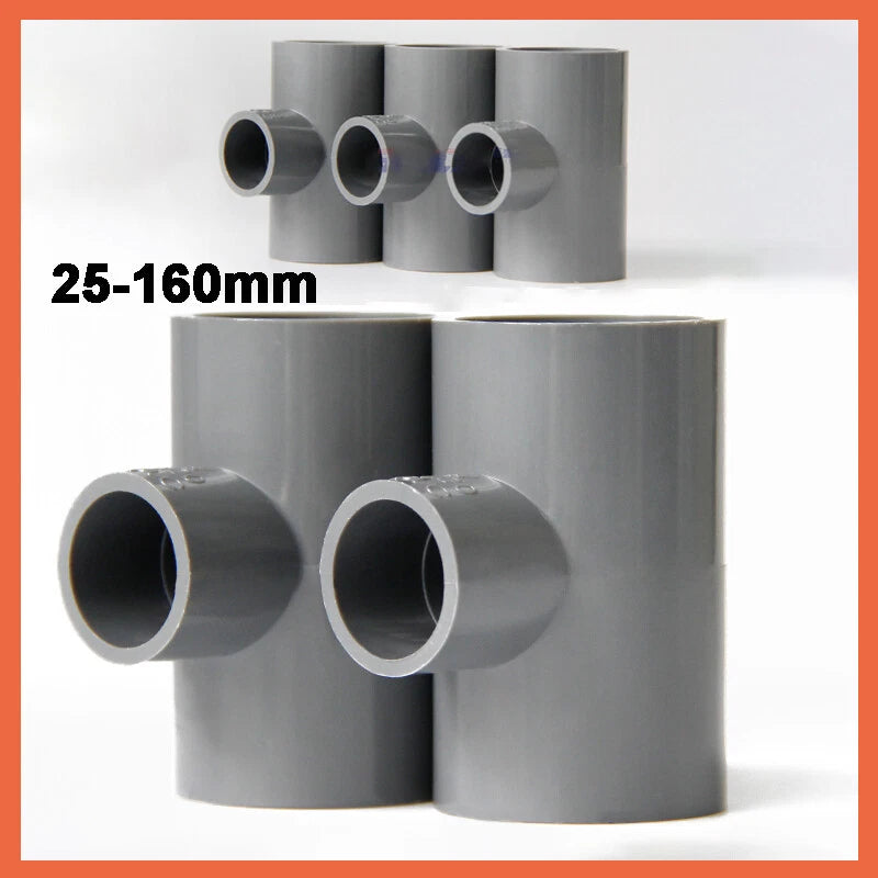 PVC Reducing Tee Pipe & Fittings Solvent Weld Pressure Adapter Connector Grey