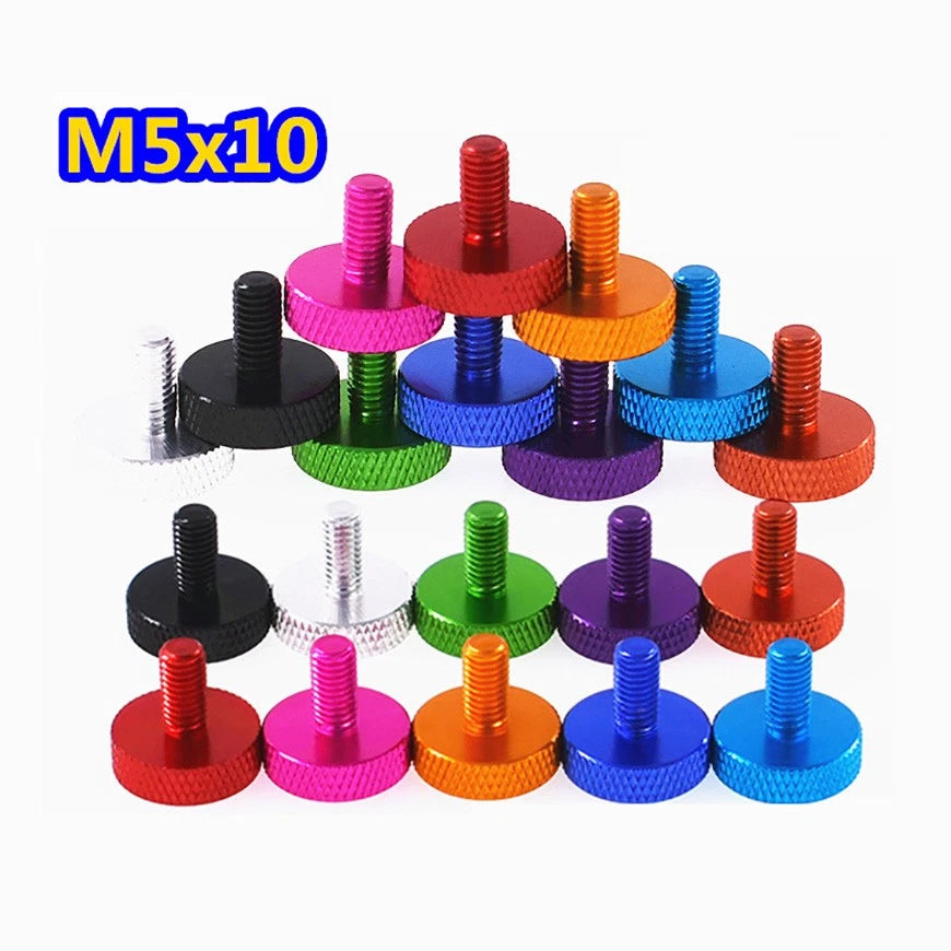 M5×10 Aluminium Anodised Knurled Thumb Screws Hand Grip Knob Bolts PC Case DIY