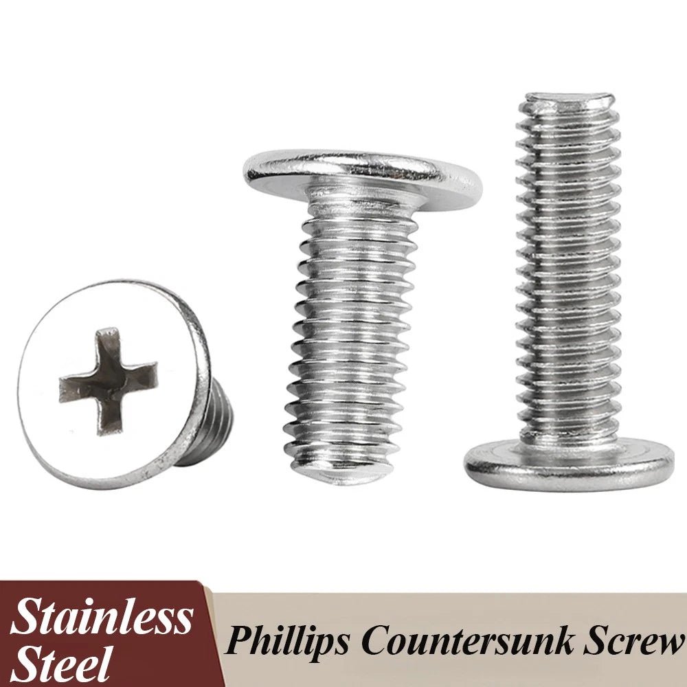 M8 White Phillips Countersunk Screws A2 Stainless Steel | 16mm Head - HomeDIYer