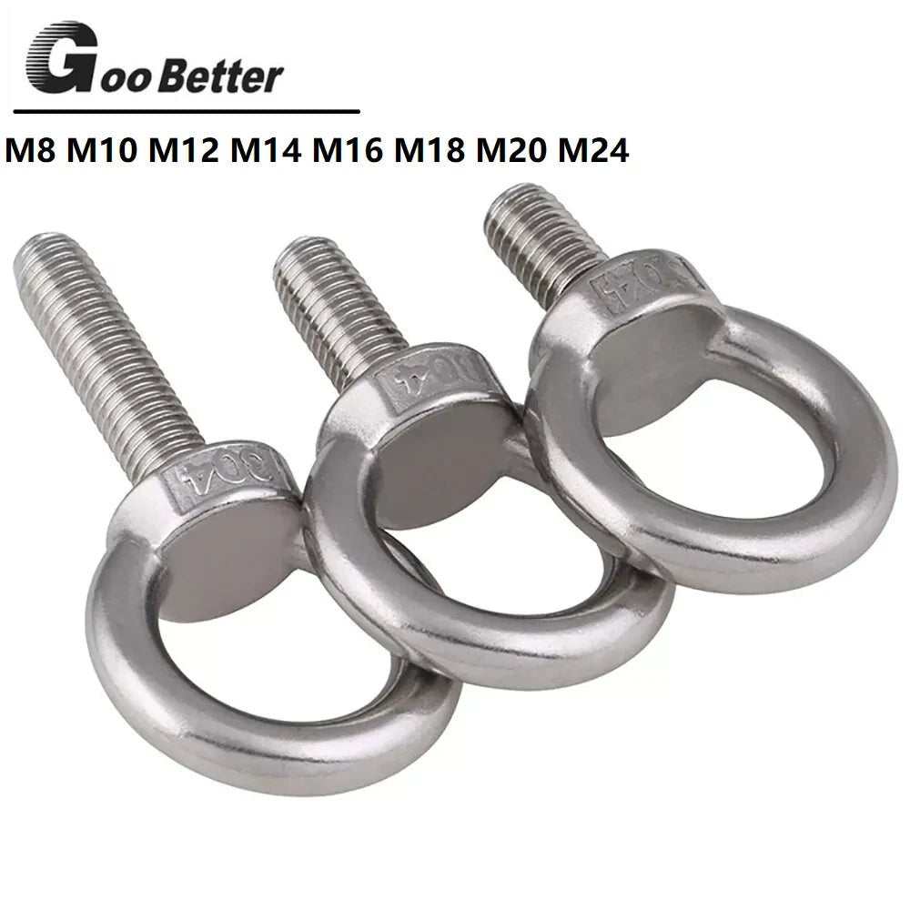 304 Stainless Steel Lifting Eye Bolts — M8 to M24, Multiple Lengths - HomeDIYer
