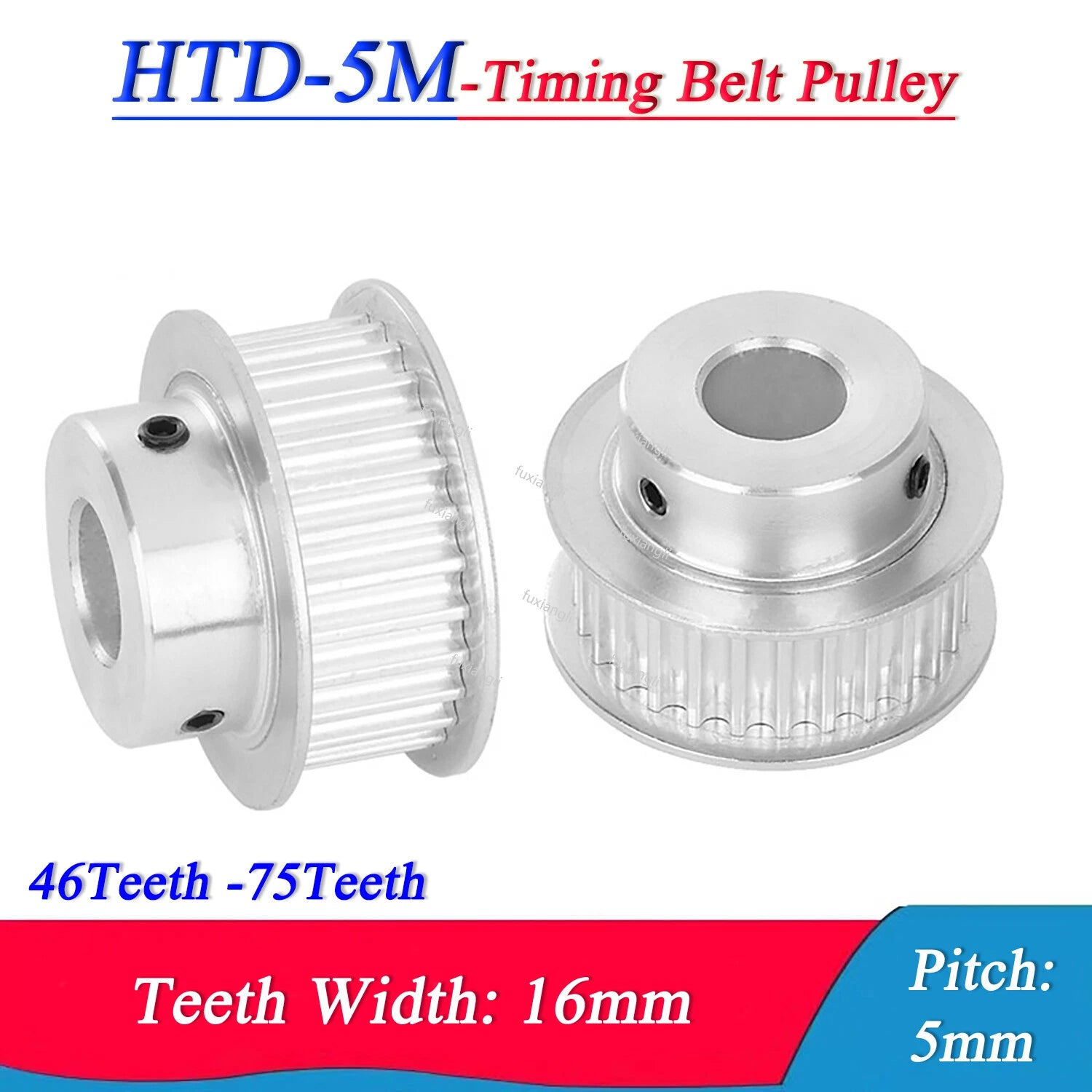 HTD-5M 46-75Tooth Timing Belt Pulleys Pitch 5mm BF-type Bore 5mm-20mm Width 16mm