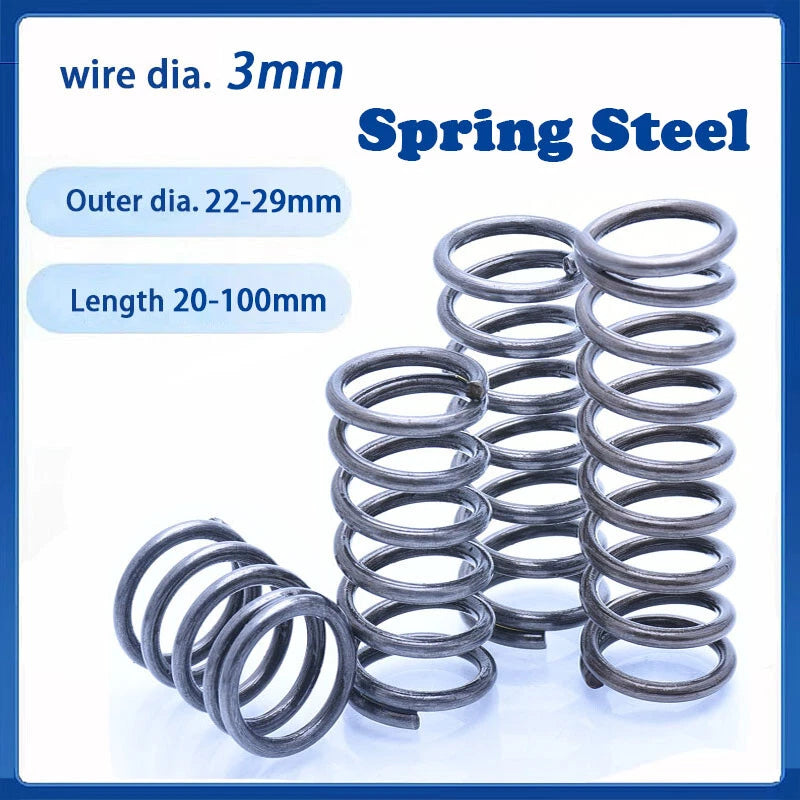 Compression Spring 3mm Wire Diameter 22-29mm OD 20-100mm Length Pressure Spring