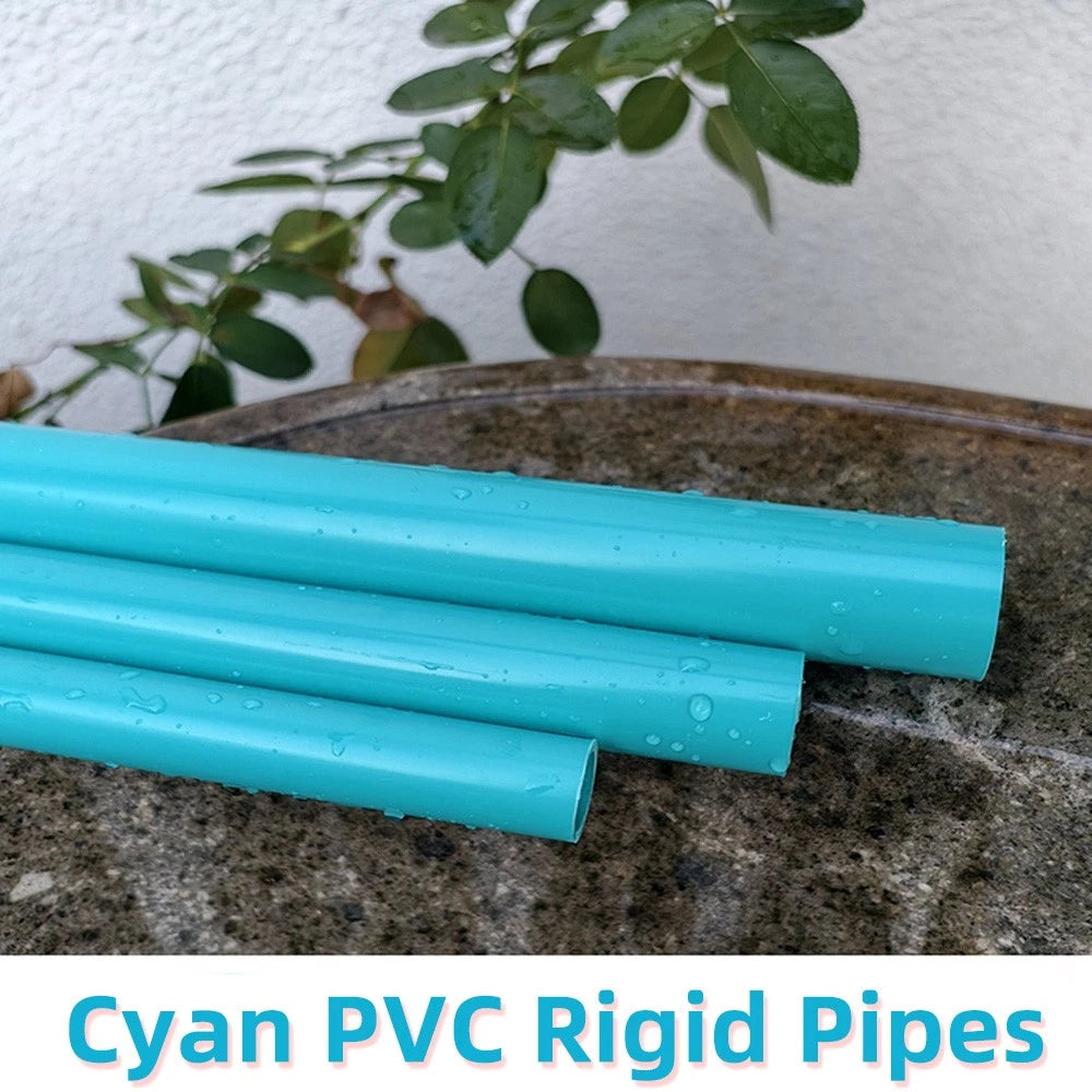 Cyan PVC Rigid Pipe Round Tube | 20–50mm OD × 500mm | Aquarium & DIY Plumbing