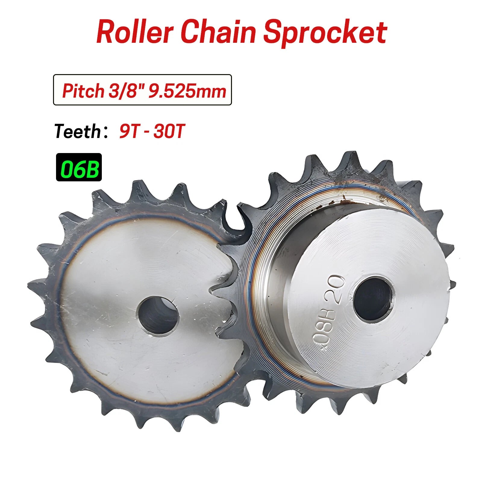 #35 Chain Drive Sprocket Wheel 9 10-30Tooth Pitch 3/8" 9.525mm 06B Roller Chain