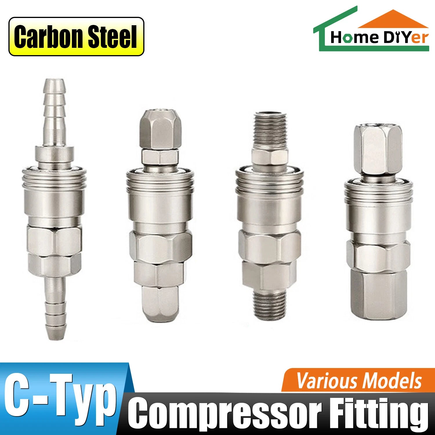 Air Compressor Quick Release Coupler — Plastic & Steel, All Models (1/4" to 1/2")