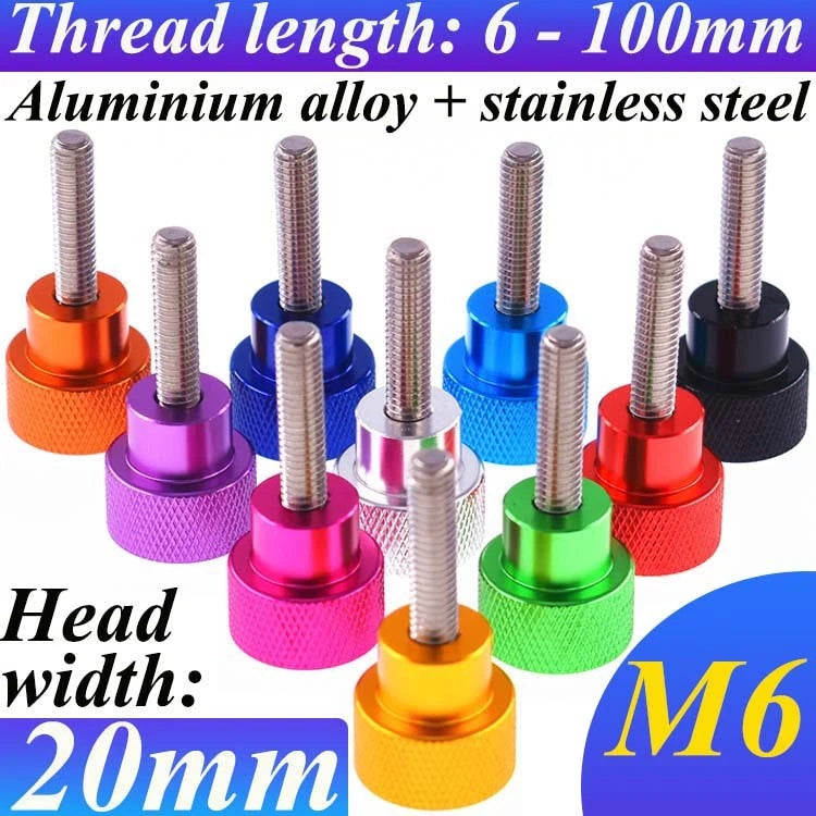 M6 Knurled Thumb Screws With Step Hand Grip Knob Round Bolts Head Width: 20mm
