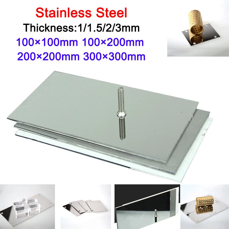 Stainless Steel Sheet Bright Polish Thick 1mm, 1.5mm, 2mm Many Sizes Grade 304