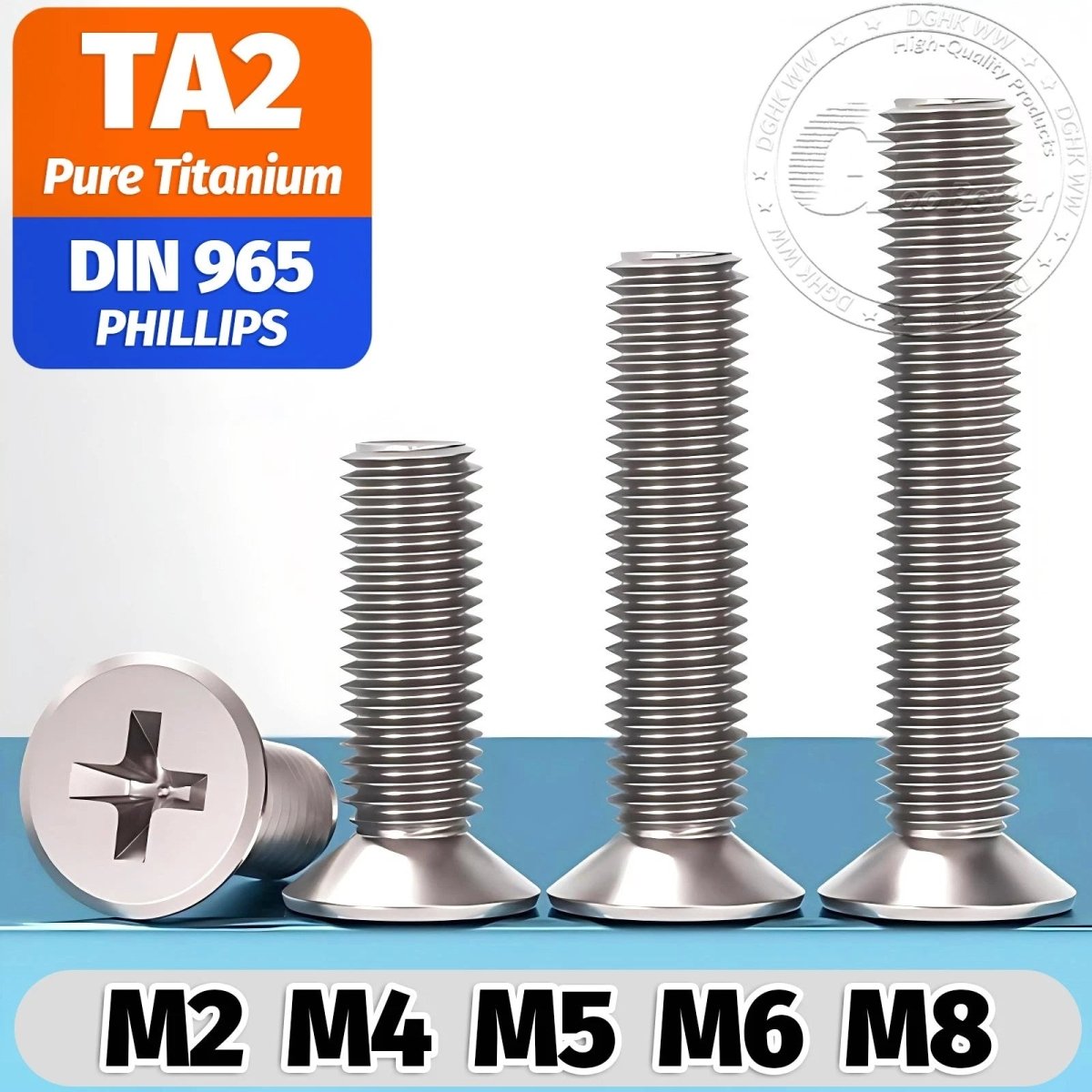 Titanium Phillips Flat Head Machine Screws — GR2 Countersunk, M2 to M8 - HomeDIYer