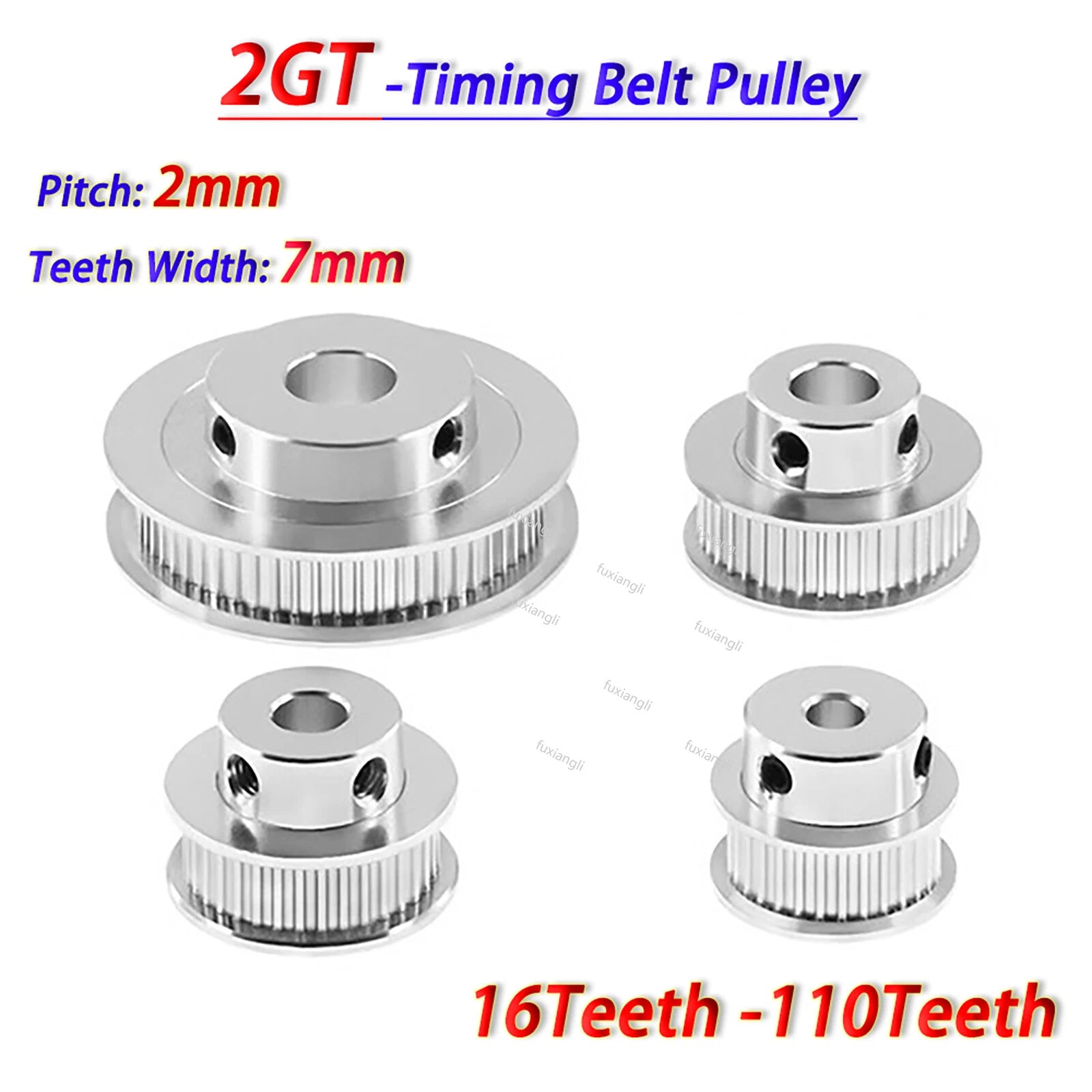 2GT 16-110Teeth Timing Belt Pulley Pitch 2mm Width 7mm For 3D Printer CNC Drive
