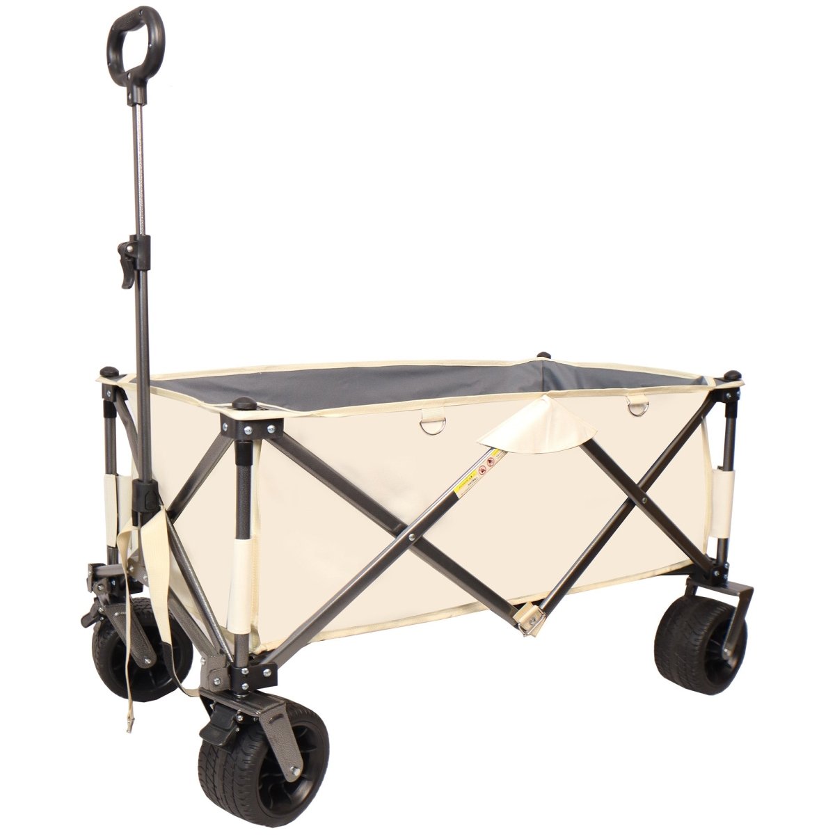 Folding Wagon, Heavy Duty Utility Beach Wagon Cart for Sand with Big Wheels, Adjustable Handle&Drink Holders for Shopping, Camping,Garden and Outdoor - HomeDIYer