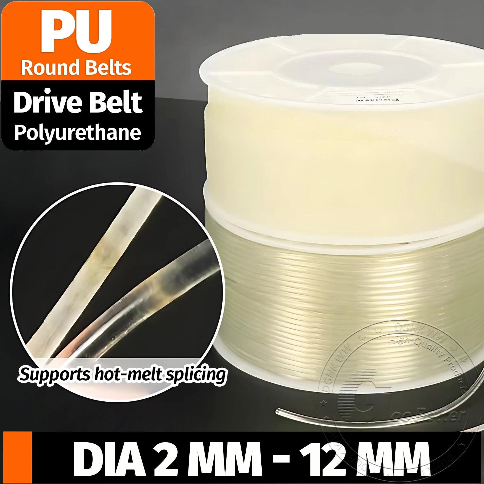 PU Round Drive Belts — Polyurethane, Smooth & Rough Surface, 2mm–12mm Diameter