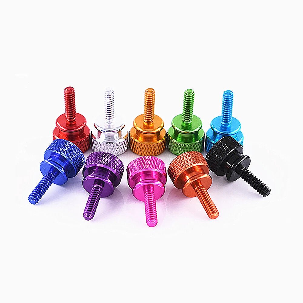UNC 6 - 32 x 12mm Flat Head Aluminum Thumb Screws — 10 Colors, Anodized Knurled - HomeDIYer