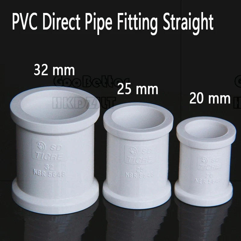 PVC Straight Pipe Coupling — Socket Fitting for Water Lines, 20mm / 25mm / 32mm